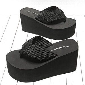 Wild Diva Black Wedge Sandals